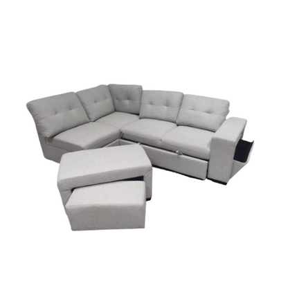 Divano mod. Marcella angolare con carrello, contenitore, porta riviste, tavolino