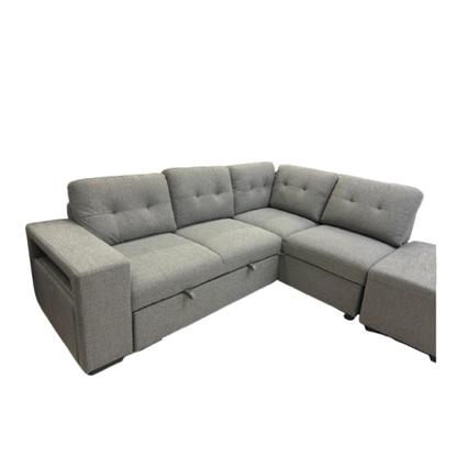 Divano mod. Marcella angolare con carrello, contenitore, porta riviste, tavolino