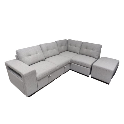 Divano mod. Marcella angolare con carrello, contenitore, porta riviste, tavolino