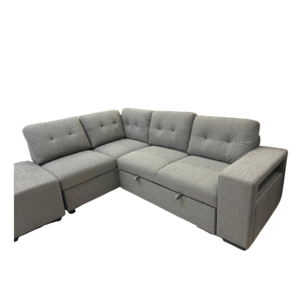 Divano mod. Marcella angolare con carrello, contenitore, porta riviste, tavolino