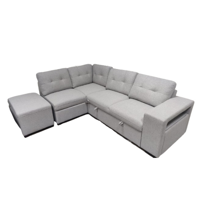 Divano mod. Marcella angolare con carrello, contenitore, porta riviste, tavolino